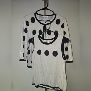 Christopher & Banks Black and Cream Top Set